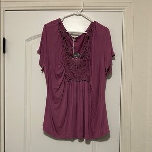 Women’s NWT Miss Moly Purple Short Sleeve 
Bohemian Style Top Size 4X